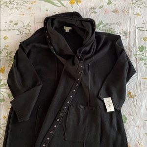 Black hooded sweater cardigan